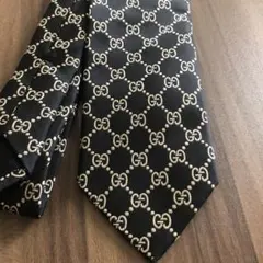GUCCI GGパターン ネクタイ ブラック/ゴールド