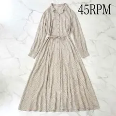 45RPM 総柄　ドット　ロング丈　ハーフボタンシャツワンピース　ベージュのサムネイル