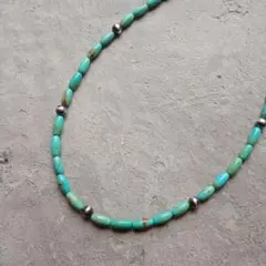 605天然ターコイズとSV925製ナバホパールのデザインネックレス