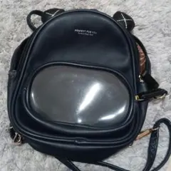 透明ポケット付きミニリュック　黒