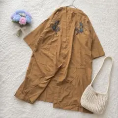 リシェグラマー ꕤ ロングシャツカーディガン 花刺繍 フリットスリーブ Mのサムネイル