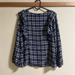 Honeys フリル付きチェック柄ブラウス