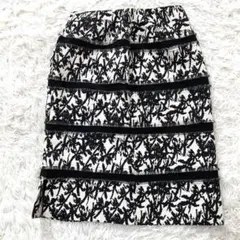 Talbots　タルボット　タイトスカート　ジャガード　切り替え　フリンジ　XL