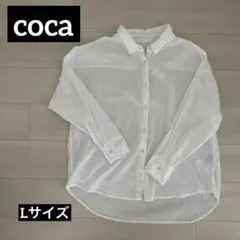coca ホワイト 長袖 ボタンアップシャツ Lサイズのサムネイル