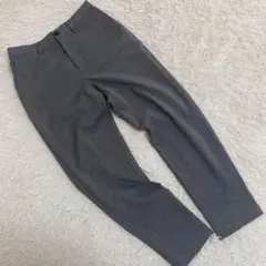 GU/ジーユー【S】イージーアンクルパンツ/チェック/グレー