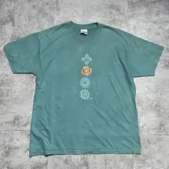 90s Hanes Tシャツ ネイティブアメリカン 紋章 グリーン ヴィンテージ