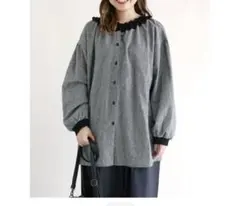 Samansa Mos2 配色襟フリルブラウス　サマンサモスモス