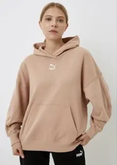 新品 PUMA パーカー フード付きトレーナー ピンクベージュ オーバーサイズ