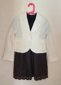 組曲　白ブレザーとドット柄ワンピースセット L(120~130)　フォーマル