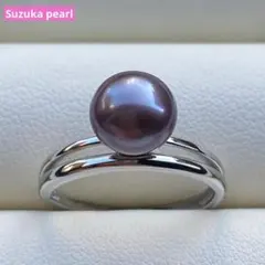 本真珠　淡水無核パールリング　8.3*7.9mm紫L1246