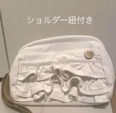 未使用　デニム　リメイク　ハンドメイド　ショルダーバッグ　フリル　ホワイト