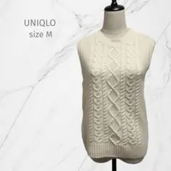 『UNIQLO ユニクロ』ローゲージケーブルクルーネックベスト【M】ニット