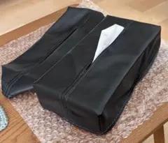 黒 合成皮革 ティッシュボックスカバー 2pcs