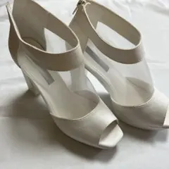 ホワイト メッシュ ハイヒール