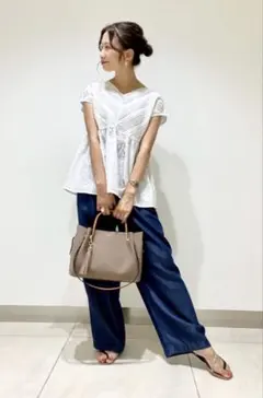 URBAN RESEARCH DOORS タックレースフレンチブラウス