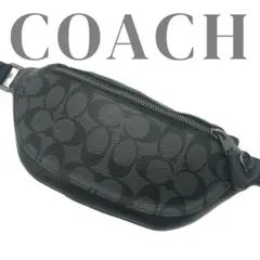 【極美品】COACH　ブラック　レザー　PVC　ボディバッグ　シグネチャー