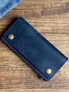 【トラッカーウォレット】一点物/イタリアンレザー/本革/革財布/小判カン付き