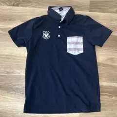 ネイビー ポロシャツ ストライプポケット　ミッキー　ディズニー