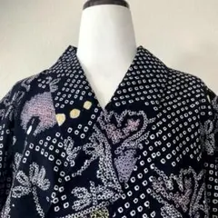 有松絞り浴衣・有松鳴海絞り 手縫い仕立て 未使用しつけ糸 身丈166cm
