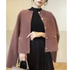 2025年最新】anuan ラクーンブレンドノーカラーニットジャケットの人気