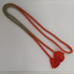 帯締め 振袖用 正絹と金属糸くすんだモスグリーン系？とオレンジ系と金色日本舞踊V