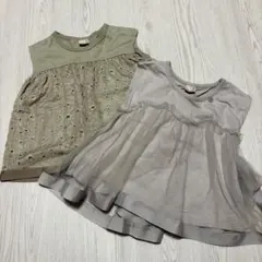 プティマイン トップス2枚 チュールトップス ノースリーブ