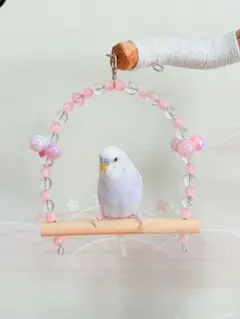 ことりのブランコ ピンクのいちご畑 文鳥 インコ おもちゃ 止まり木