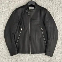 美品 EDIFICE 山羊革 シングルライダース レザージャケット 黒 M 本革