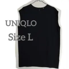 UNIQLO ユニクロ ドレープフレンチスリーブチュニック Lサイズ 黒色のサムネイル