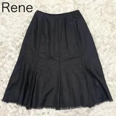 ☆Rene/ルネ☆フレアスカート36(M.9号)ネイビー.無地.春秋.ボトムス