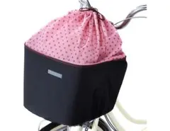 自転車前カゴカバー きんちゃくタイプ ピンクドット柄 反射帯付き　ひったくり防止のサムネイル