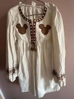 ミッキーマウス刺繍 長袖ワンピース