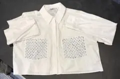 ZARA スタッズポケット シャツ ホワイトのサムネイル