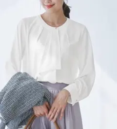 メタルボタン配色ボウタイ風ブラウス ロペピクニック