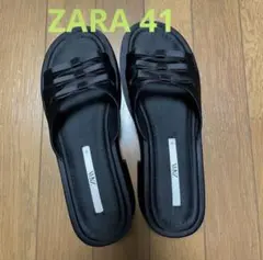 ZARA 41 リボンプラットフォームサンダル