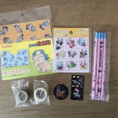 くら寿司　ちいかわ・呪術廻戦マスキング　はま寿司鉛筆　忍たま折り紙　パンダシール