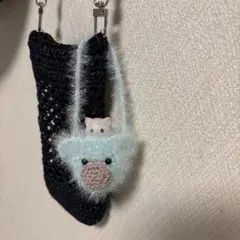 153)ミニチュアドールお出かけキラキラくまケース／ハンドメイド