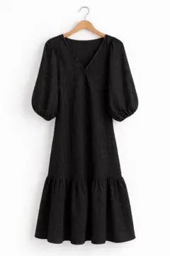 【美品】ZARA ワンピース Mサイズ ブラック　ふんわり袖 ティアード