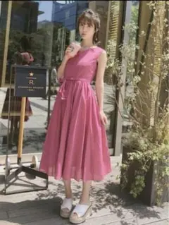 MERCURY DUO　美品　バックリボンコットンロングワンピース　ピンク