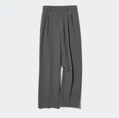 UNIQLO　タックワイドパンツ　ツータック　丈標準　グレー　Lサイズ