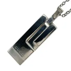 鏡面仕上げ◎GUCCI グッチ ネックレス Ｇロゴ スクエアプレート SV925