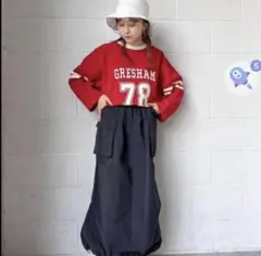 美品　ローリーズファーム　ドロストカーゴスカート　グレー