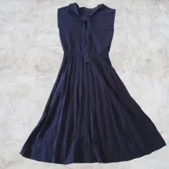 ロペピクニック　ダークネイビー　ボウタイ　プリーツスカート　ニットワンピース
