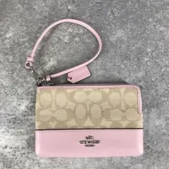 美品 Coach Signature Wristlet Pink Charm