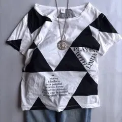 訳あり ワイズ Y.s 幾何学 ワードプリント クルーネック Tシャツ フリーのサムネイル