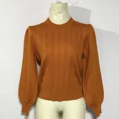 美品！any SiS 薄手ニット【S~М相当】オレンジ ボリューム袖 ショート丈