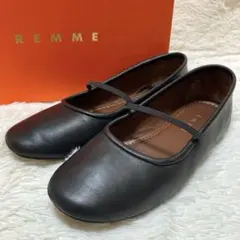 状態考慮価格　2024SS REMME ゴムストラップフラットシューズ　黒　羊革