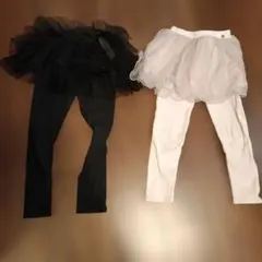 チュチュ付きレギンスセット ピンクベージュ 2点