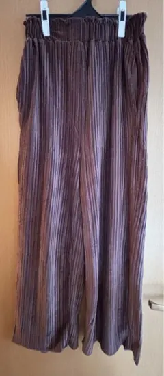 earth music&ecology ベロアプリーツワイドパンツ