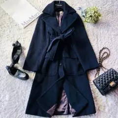 極美品✨️ マックスマーラ　ロングコート　44　大きいサイズ　Aライン　黒　高級 マックスマーラ WEEKEND Max Mara ロングコート ASSUAN 大きい